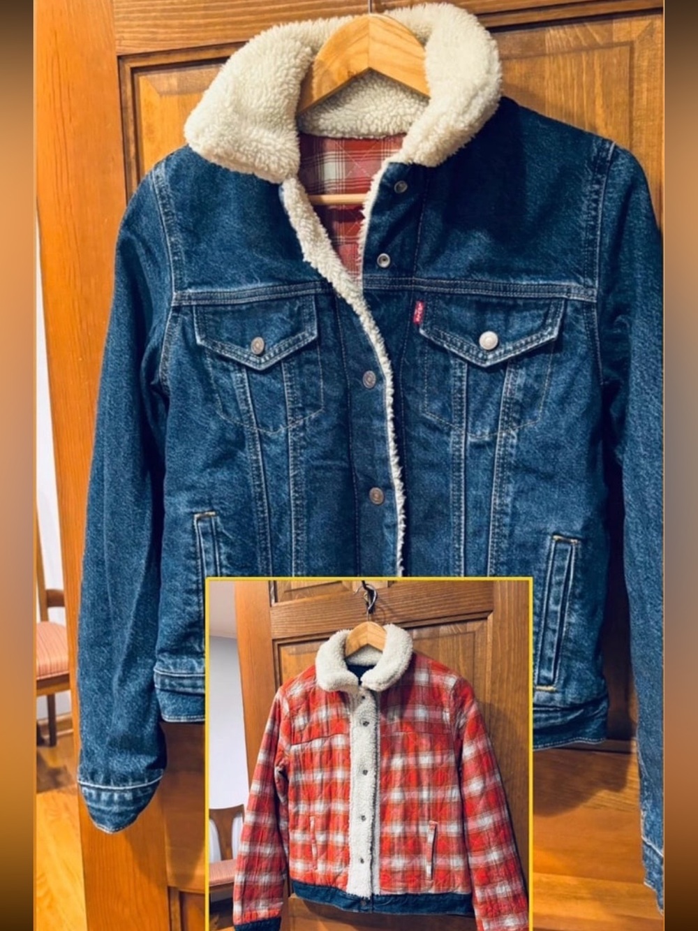 LEVI’S Denim/Plaid Reversible Sherpa Trucker Jacket